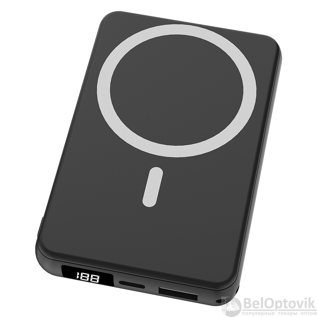Магнитный внешний аккумулятор Quantum с беспроводной зарядкой (15W), 10000 Mah, черный