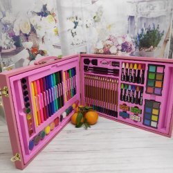 Набор для рисования в деревянном чемоданчике с мольбертом 98 предметов Набор для рисования в деревянном кейсе с мольбертом 98 предметов