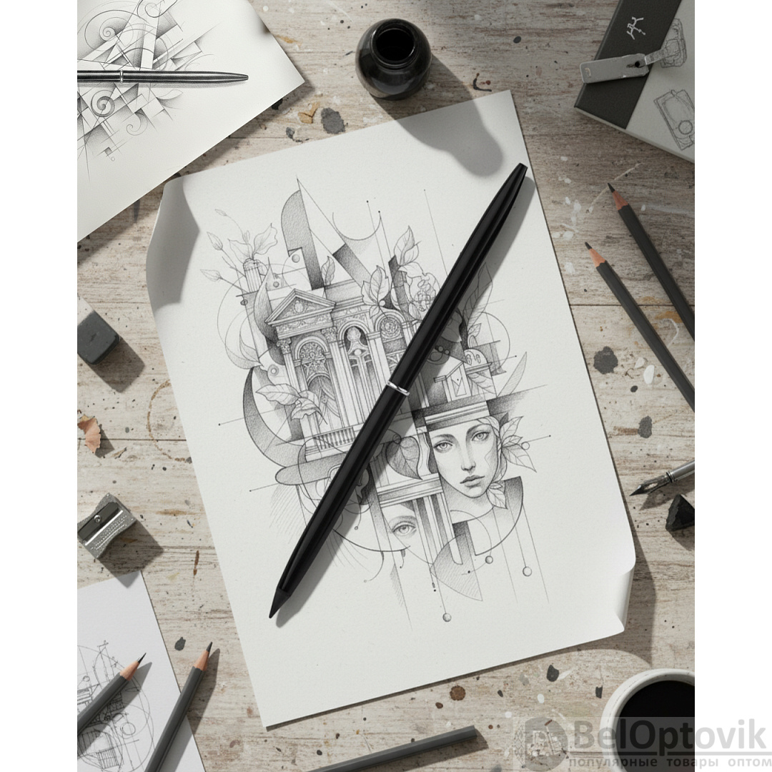 Вечный карандаш с шариковой ручкой EverLine, чёрный