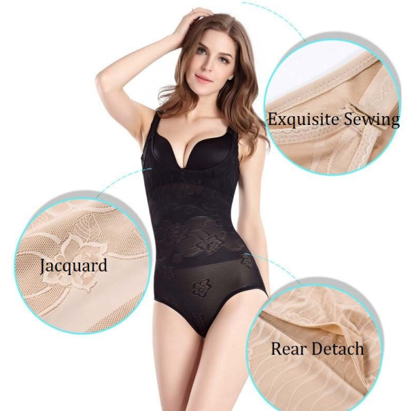 Утягивающее белье Боди Комбидресс Slim Culottes с открытыми трусиками Черный L