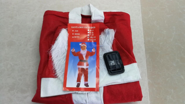 Костюм Санты детский (штанишки, рубашка, пояс, колпак, борода) 3-6 лет