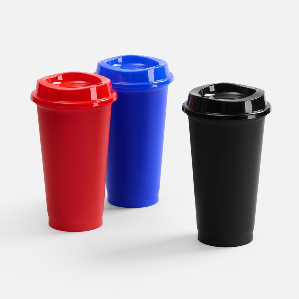 Стакан с крышкой Color Cap, ver.2, красный