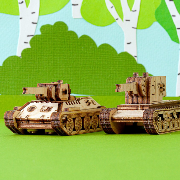 Набор деревянных конструкторов (сборка без клея) UNIT "Военная техника Победы" 7 в 1 UNIWOOD