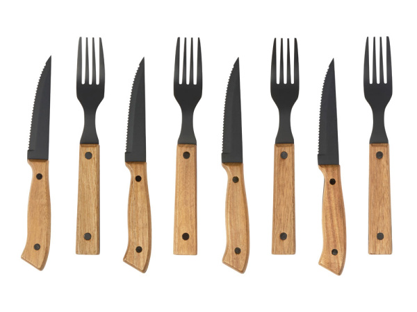 Набор приборов для стейка «Remy», Цвет черный, натуральный коричневый