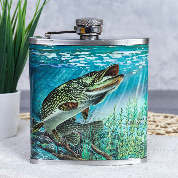 Набор подарочный Тайны удачной рыбалки фляжка 200 мл + 3 стопки / FL-126 /уп 60/