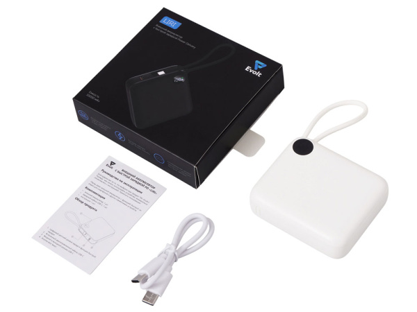 Внешний аккумулятор со встроенным кабелем «Liri», QC/PD, 10000 мАч, Цвет теплый белый