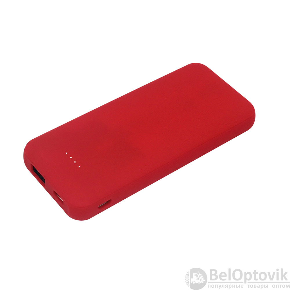 Внешний аккумулятор Arrida 5000mAh, с покрытием Baby skin, красный