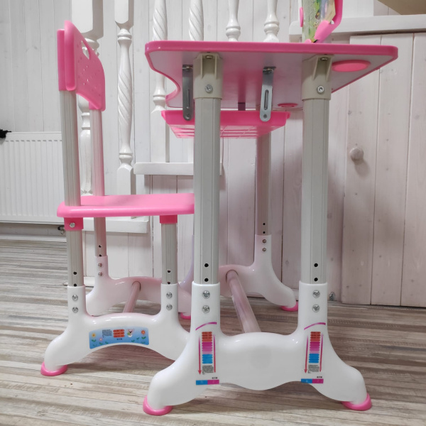 Растущая парта (стол) и растущий стул для дошкольника (подставка для книг, полка для канцтоваров) Синий