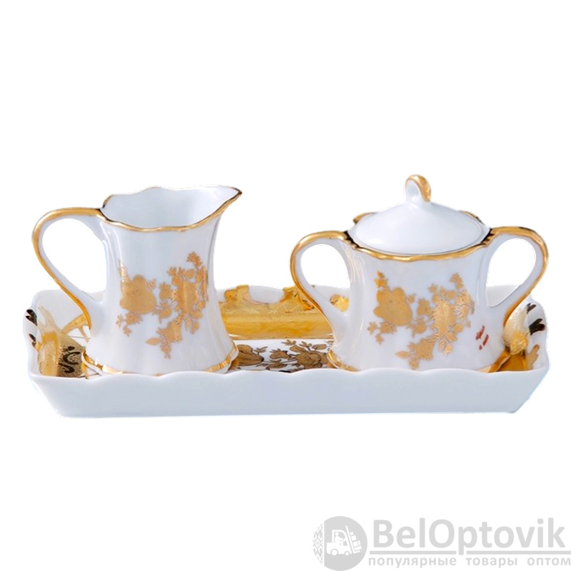 Набор &amp;quot;Мелисса&amp;quot; (молочник и сахарница на блюдце), 17 * 8,5 *7 см 167379