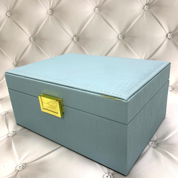 УЦЕНКА!  Шкатулка автомат Amberhall для украшений  Три полки 14х18х11 см Бежевая (F113)