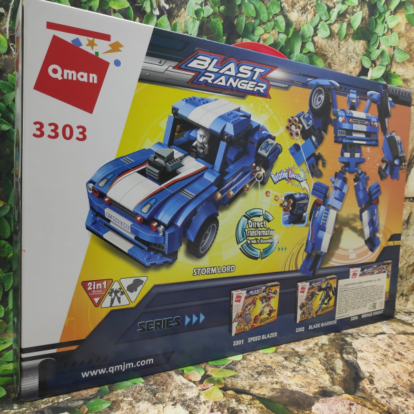 Конструктор QMAN 2 в 1 Робот - трансформер-Спорткар Blast Ranger 3303, 815 дет., аналог Лего