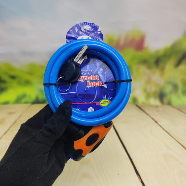 Замок противоугонный Bicycle Lock 10 х 700 мм, трос, ключи Оранжевый