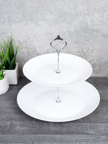 Ваза для фруктов 2-х ярусная Евро Дэй белая / FLYGP80/LPP100 /уп 12/