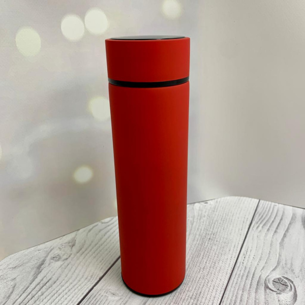 Термос Indy с покрытием софт-тач, ситечком и сенсорным дисплеем температуры, 500 мл