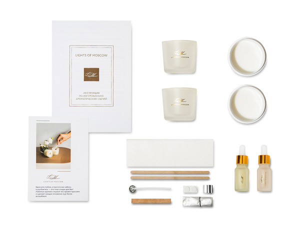 Набор для создания 2-х ароматических свечей: имбирный пряник, рождественская елка, Размер С лого, Цвет белый