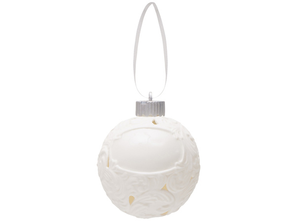 Шар новогодний с подсветкой и зоной для персонализации, Цвет белый