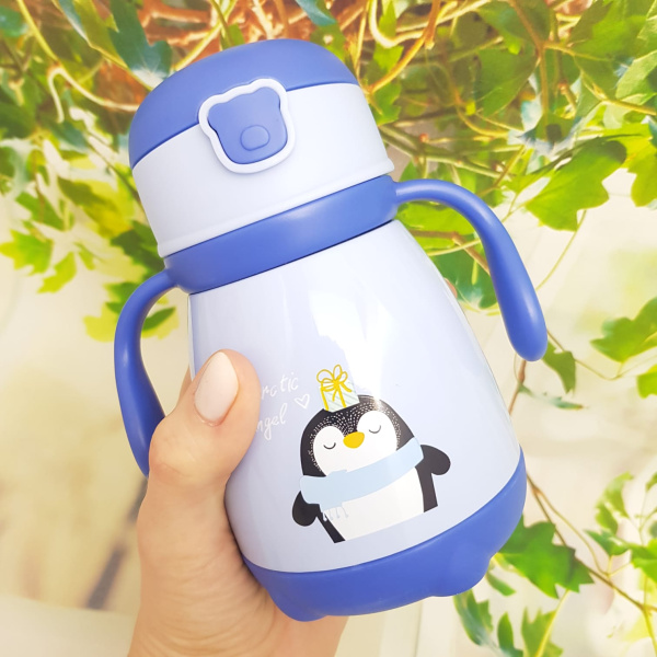 Термос-поильник Love Liness для детей с трубочкой, двумя ручками, 330 мл