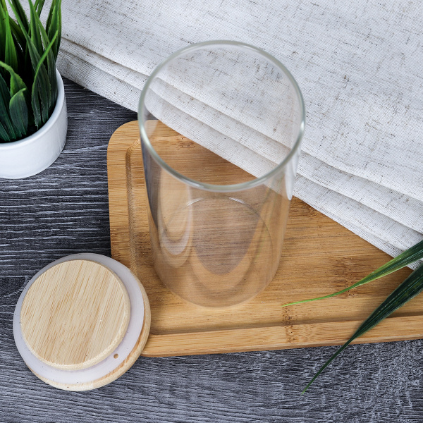 Банка для сыпучих бамбуковая крышка d-62/150 мм 450 мл /GT-35-117/уп120/