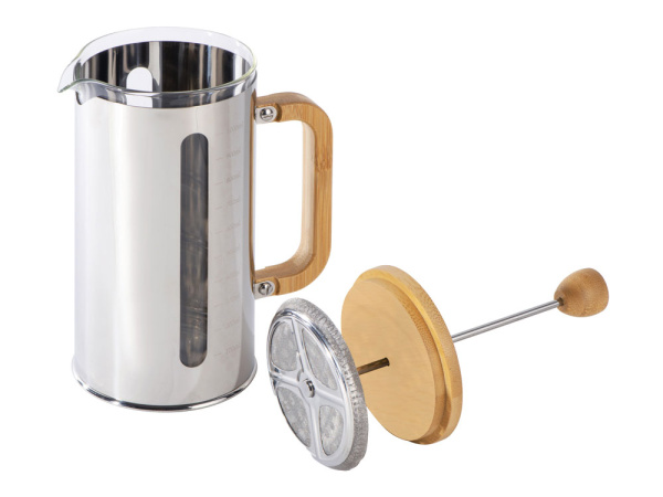 Френч-пресс в стальном корпусе и ручкой из бамбука «Coffee break», Цвет серебристый, натуральный