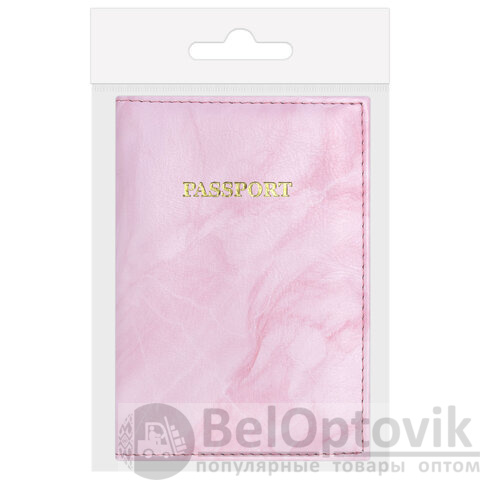 Обложка для паспорта искусственная кожа, принт "Soft Marble", пудрово-розовый, STAFF, 238870