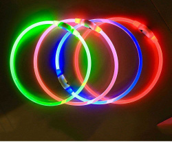 Светящийся ошейник для собак (3 режима, зарядка USB)  Красный (Red), размер М