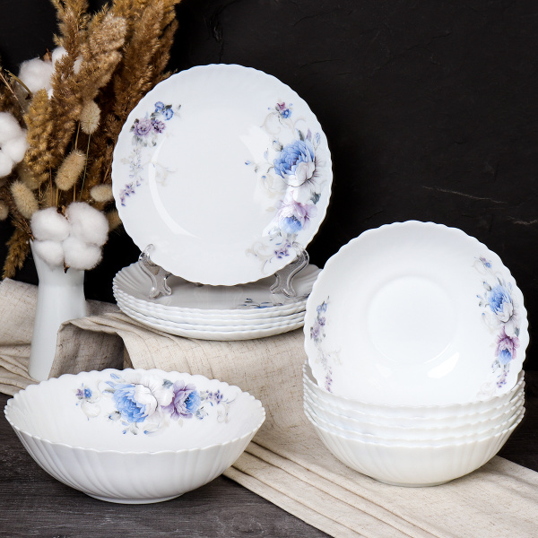 Столовый набор 13 предметов / 13/7578 (7326) /уп 2/ Кобальтовая роза