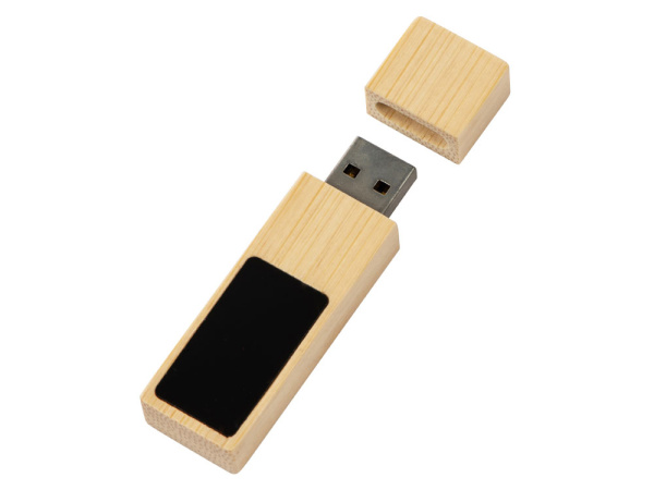 USB 2.0- флешка на 32 Гб c подсветкой логотипа «Bamboo LED», Размер 32Gb, Цвет натуральный