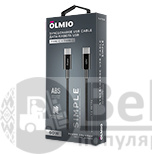Кабель SIMPLE, Type-C - Type-C, 60W, USB2.0, 1.2м, черный, OLMIO