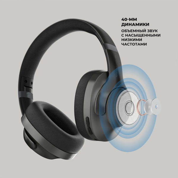 Беспроводные накладные наушники Stereo Ultra ANC, BT 5.4, ANC/ENC, 500мАч, Цвет черный