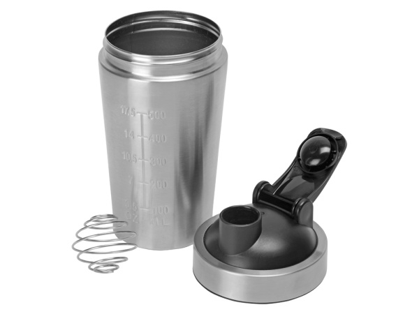 Спортивный шейкер из нержавеющей стали «Top Up», Цвет серебристый, черный