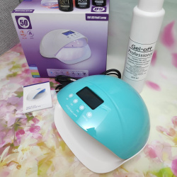 Гибридная лампа для маникюра (лампа для сушки ногтей) Nail LAMP 50 W LED UV для двух рук Синий корпус