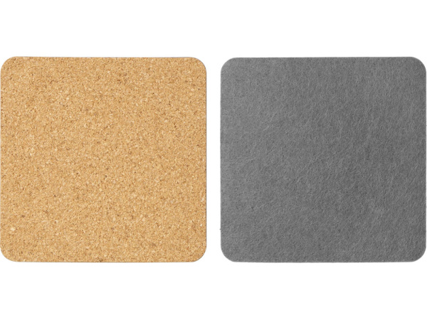 Набор костеров из пробки с фетром «Grit», Цвет бежевый, серый