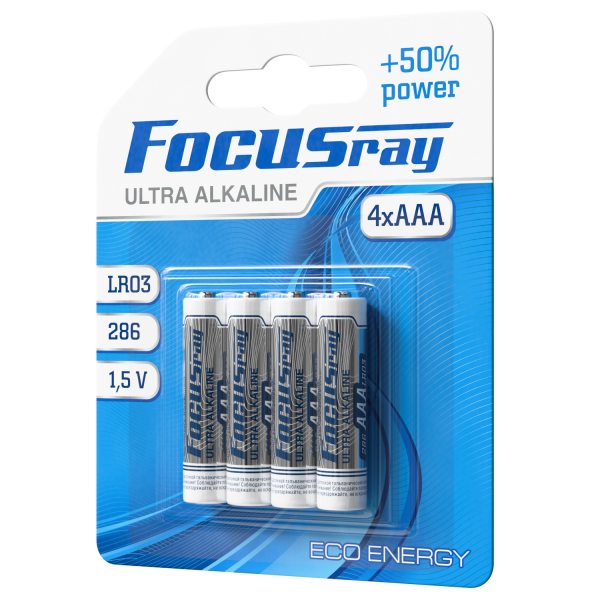 FOCUSray ULTRA ALKALINE LR03/BL4  1/12/144 батарейка, шт (4 шт)