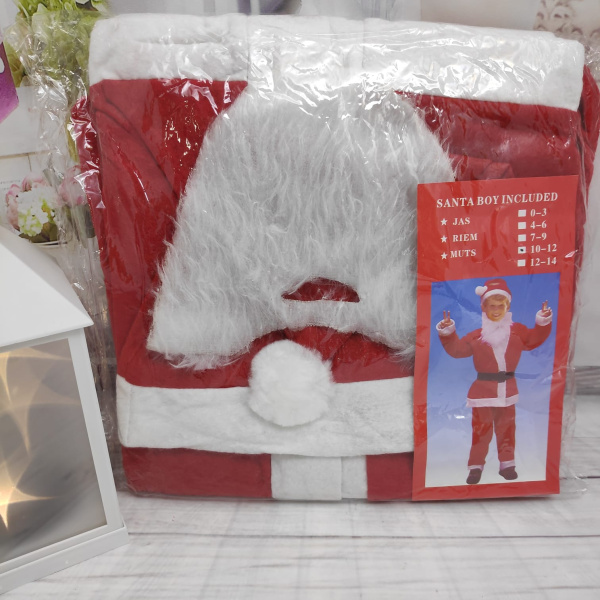 Костюм Санты детский (штанишки, рубашка, пояс, колпак, борода) 3-6 лет