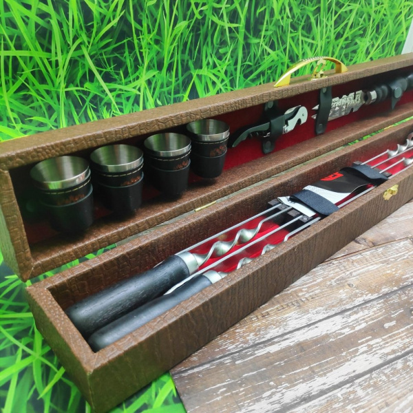 Набор для шашлыка и гриля в чемодане Царский №6.1 Элит Кизляр России, 10 предметов