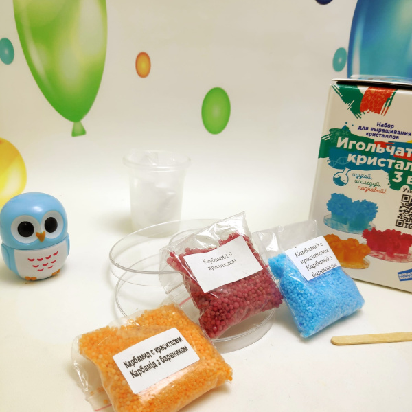 Набор для выращивания кристаллов Игольчатые кристаллы (для изготовления 3 кристаллов), 14+