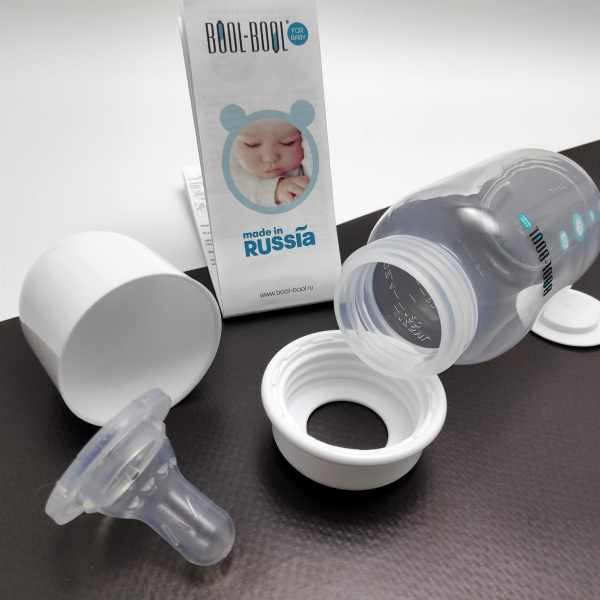 Бутылочка для кормления классическая SIMPLE MED+ со съемными ручками, 125 мл. (с 0 месяцев)