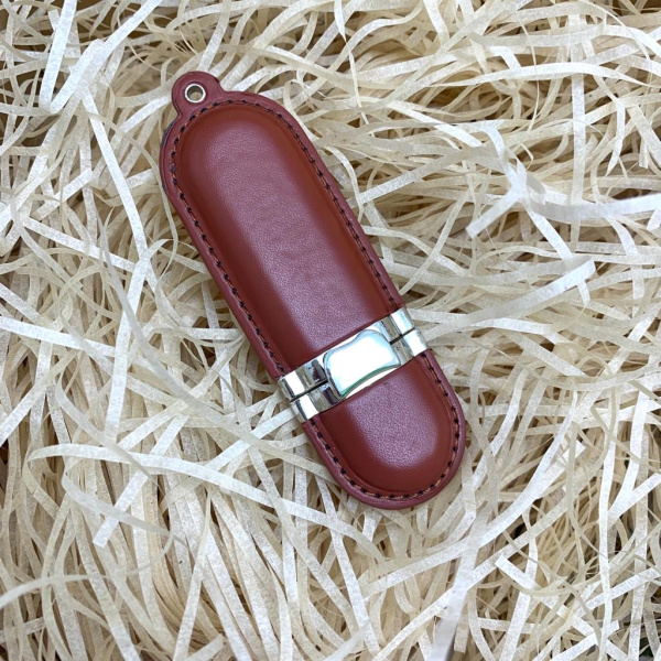 USB накопитель (флешка) Business коричневая кожа, 16 Гб
