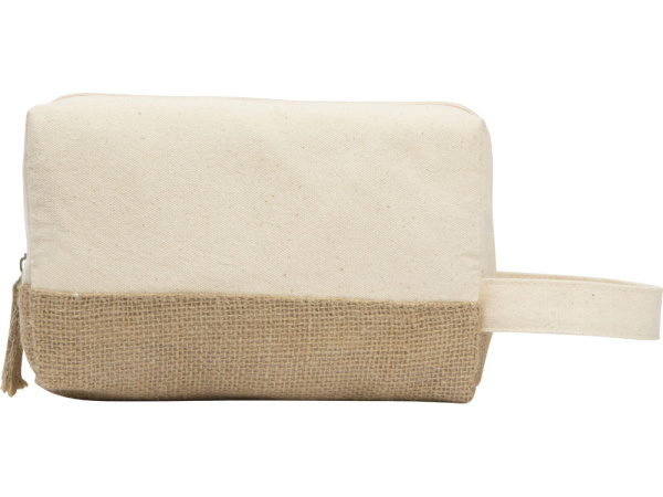 Косметичка «Jute» с ручкой из хлопка и джута, Цвет молочный