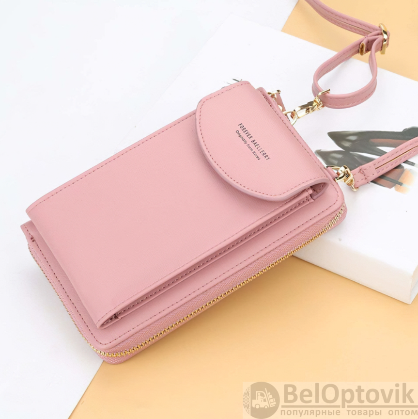 Стильное женское портмоне-клатч 3 в 1 Baellerry Forever Originally From Korea N8591 / 11 стильных оттенков Нежно розовый