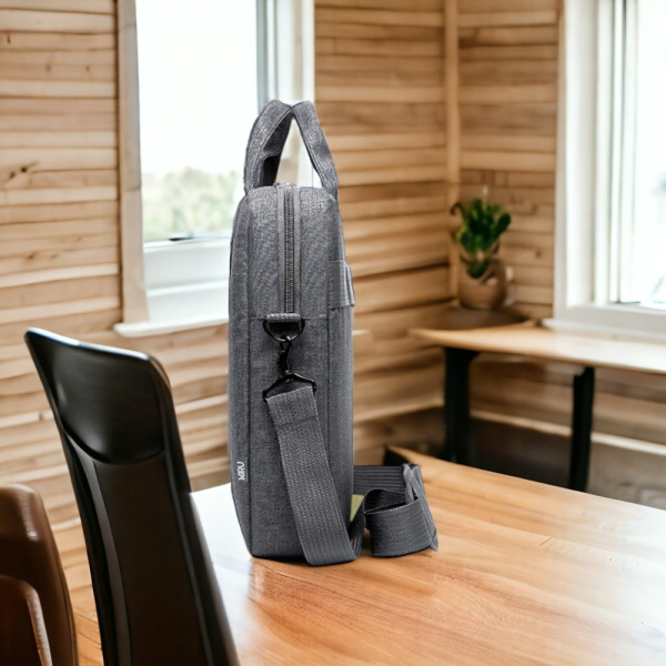 Сумка для ноутбука 15.6 Elegance, серая / Крепление для чемодана, застежка на липучке, утолщенная стенка в кармане
