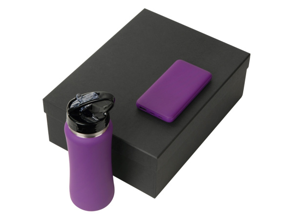 Подарочный набор «COLOR IT» с бутылкой для воды и повербанком , Размер 10000 mAh, Цвет фиолетовый
