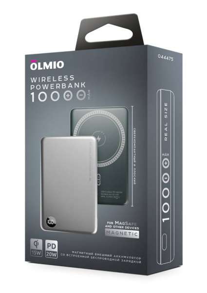 Внешний АКБ QM-16, 10000mAh, silver, OLMIO