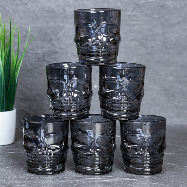 Стопка 6 штук 50 мл Череп / KL-S50 /уп 24/* графит