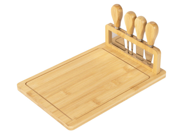 Набор для сыра из бамбука со съемной подставкой «Camembert», Цвет натуральный/серебристый