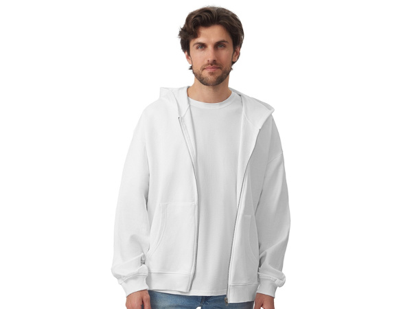 Толстовка оверсайз с капюшоном на молнии «Monaco», Размер XS-S, Цвет белый