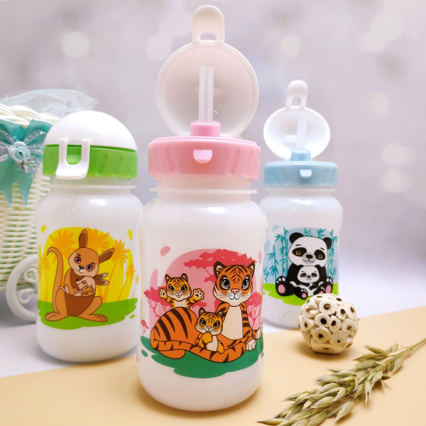 Бутылочка с трубочкой серия "Мать и дитя" для воды и других напитков, 270 мл, 2+