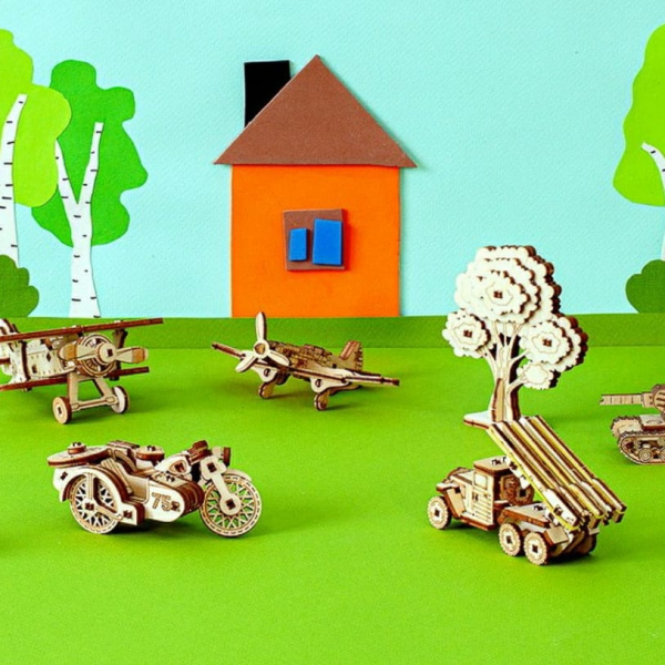 Деревянный конструктор (сборка без клея) UNIT "САМОЛЁТ МИГ-3" UNIWOOD