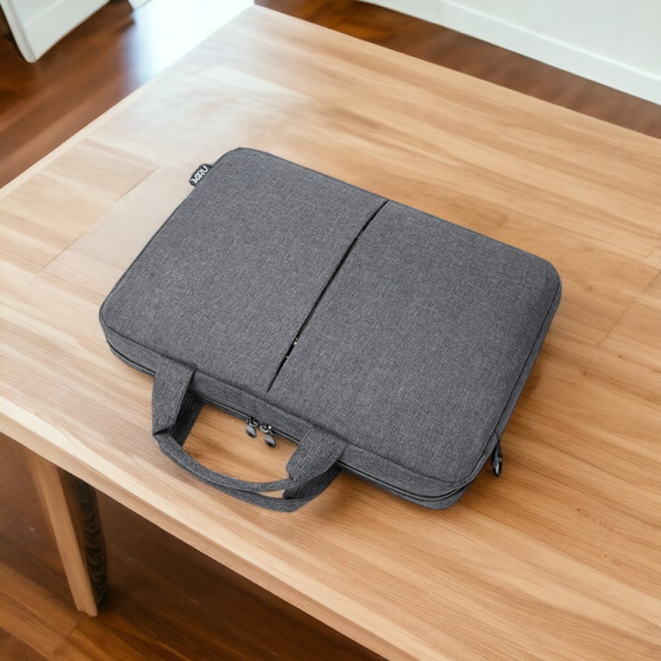 Сумка для ноутбука 15.6 Elegance, серая / Крепление для чемодана, застежка на липучке, утолщенная стенка в кармане