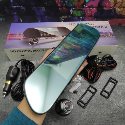 Видеорегистратор-зеркало заднего вида 3 в 1 HD Driving Recorder,  с датчиком движения и с камерой заднего обзора